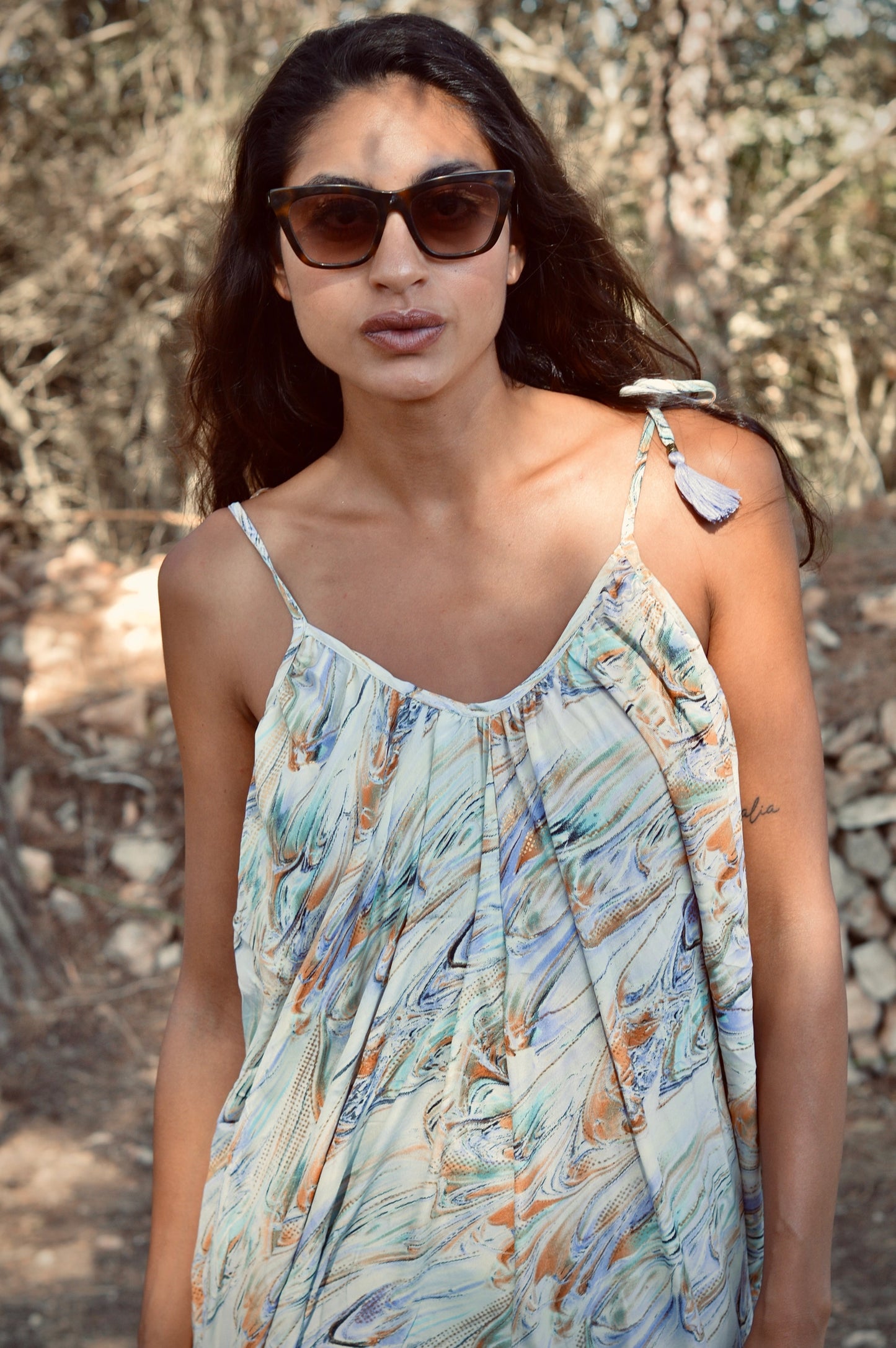 BOHO HORIZONTE – Women's Long Boho Dress (Silk-Feel Polyester, Lightweight)