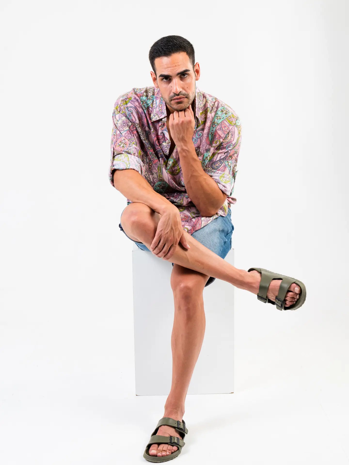 BOHO FLOR ANDALUZ – Men's Long-Sleeve Rayon Shirt